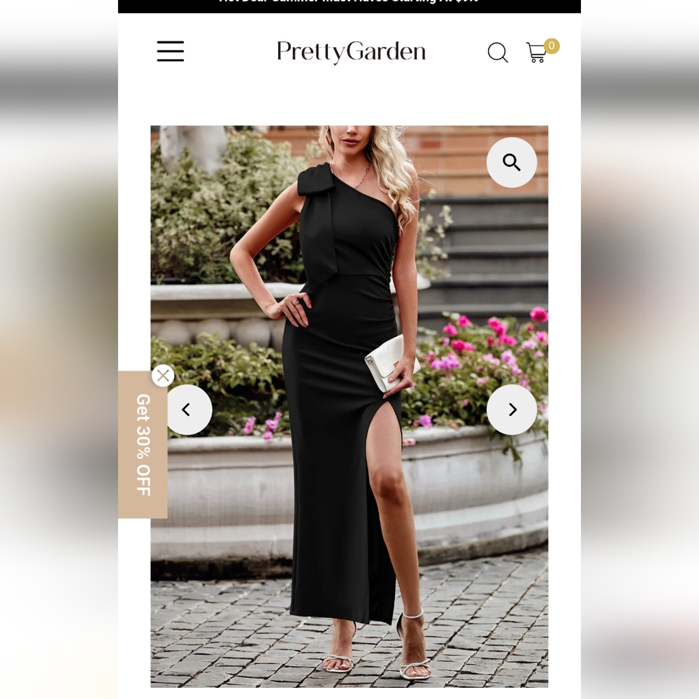 Black One-Shoulder Dress - Picture 2 of 4